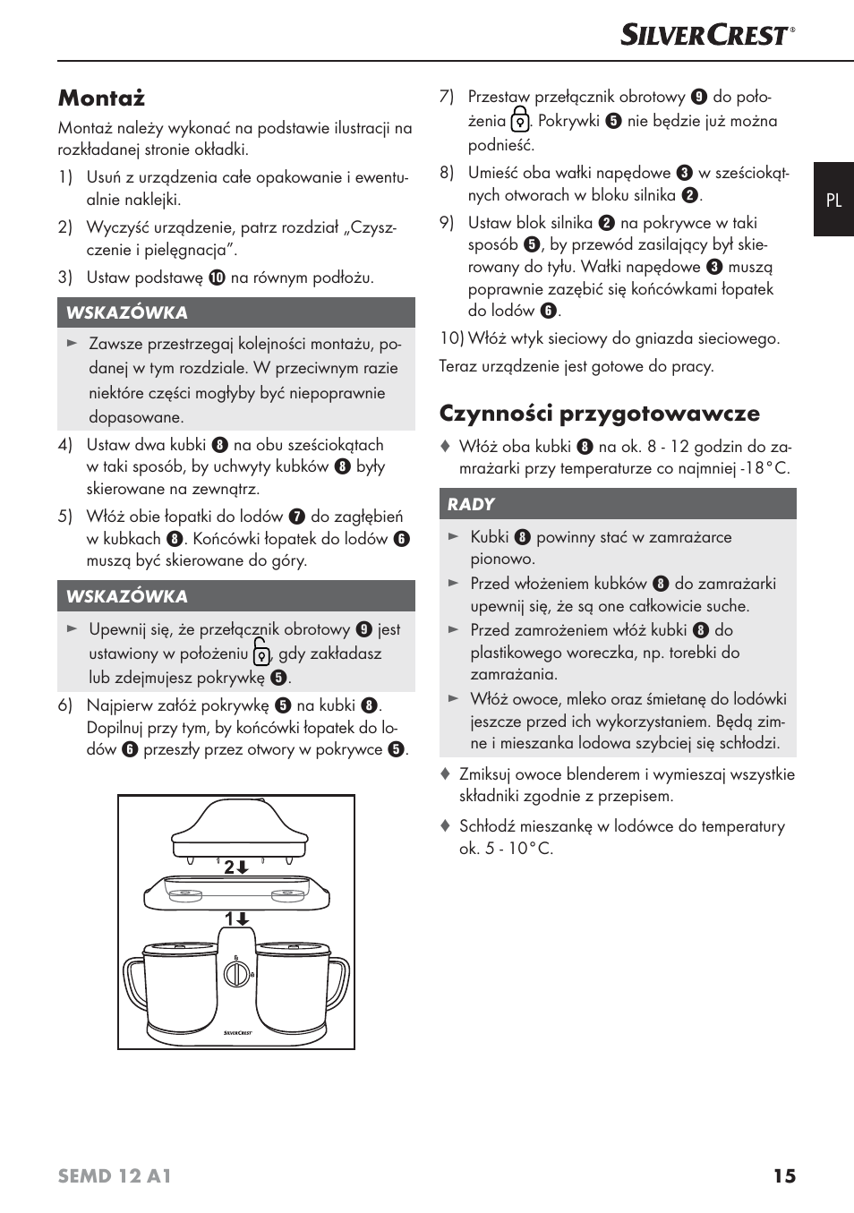 Montaż, Czynności przygotowawcze | Silvercrest SEMD 12 A1 User Manual | Page 18 / 64