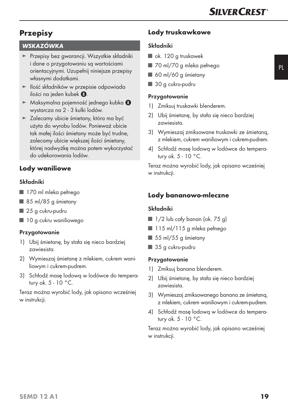 Przepisy | Silvercrest SEMD 12 A1 User Manual | Page 22 / 64