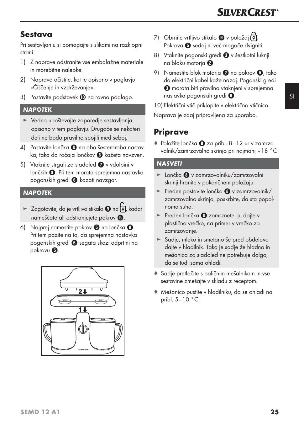 Sestava, Priprave | Silvercrest SEMD 12 A1 User Manual | Page 28 / 64