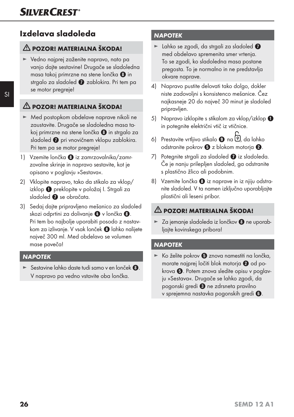 Izdelava sladoleda | Silvercrest SEMD 12 A1 User Manual | Page 29 / 64