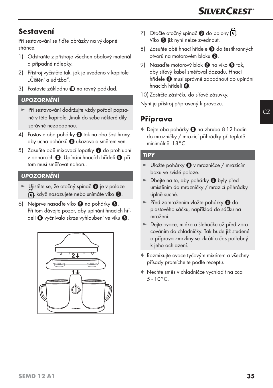 Sestavení, Příprava | Silvercrest SEMD 12 A1 User Manual | Page 38 / 64