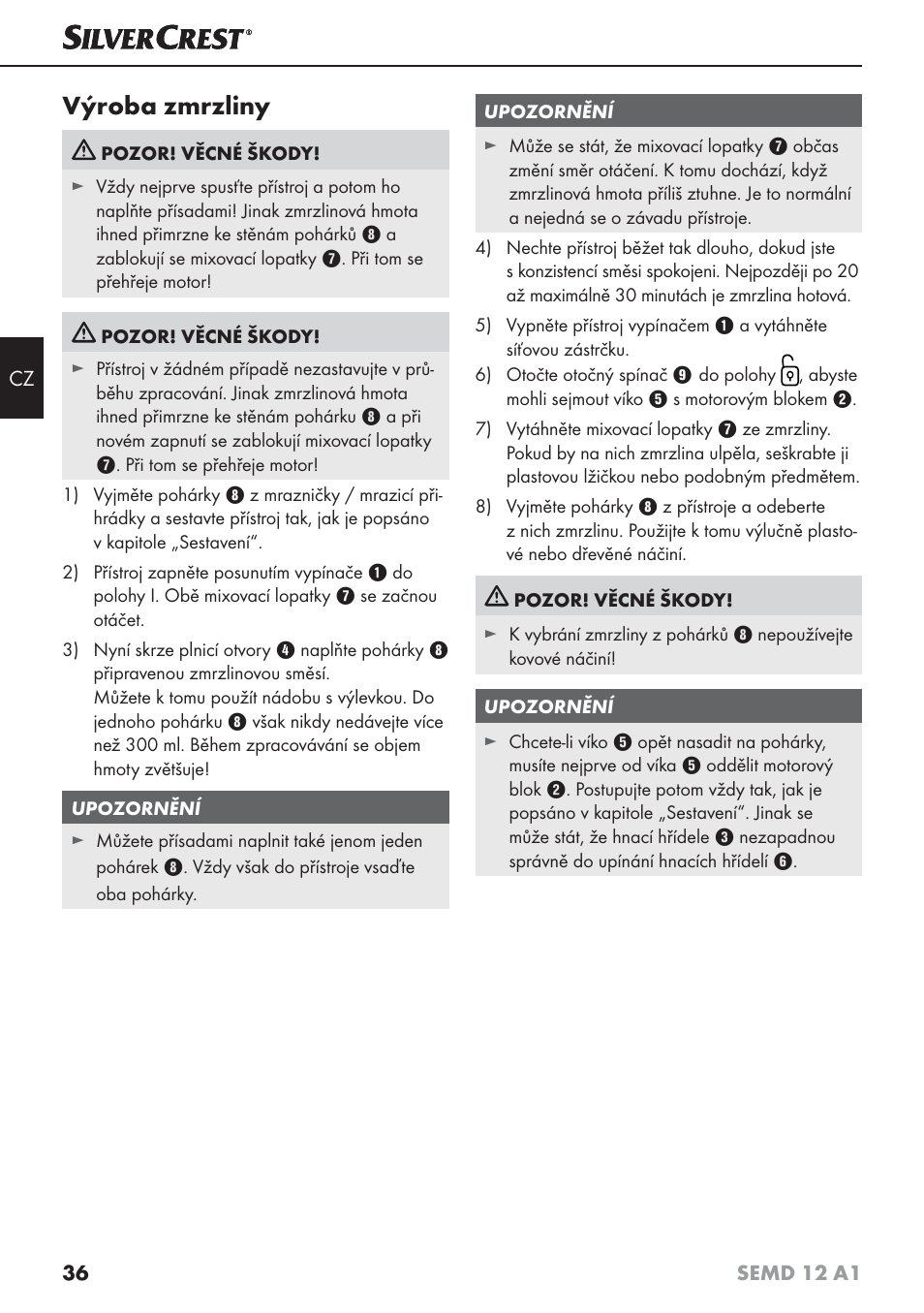 Výroba zmrzliny | Silvercrest SEMD 12 A1 User Manual | Page 39 / 64