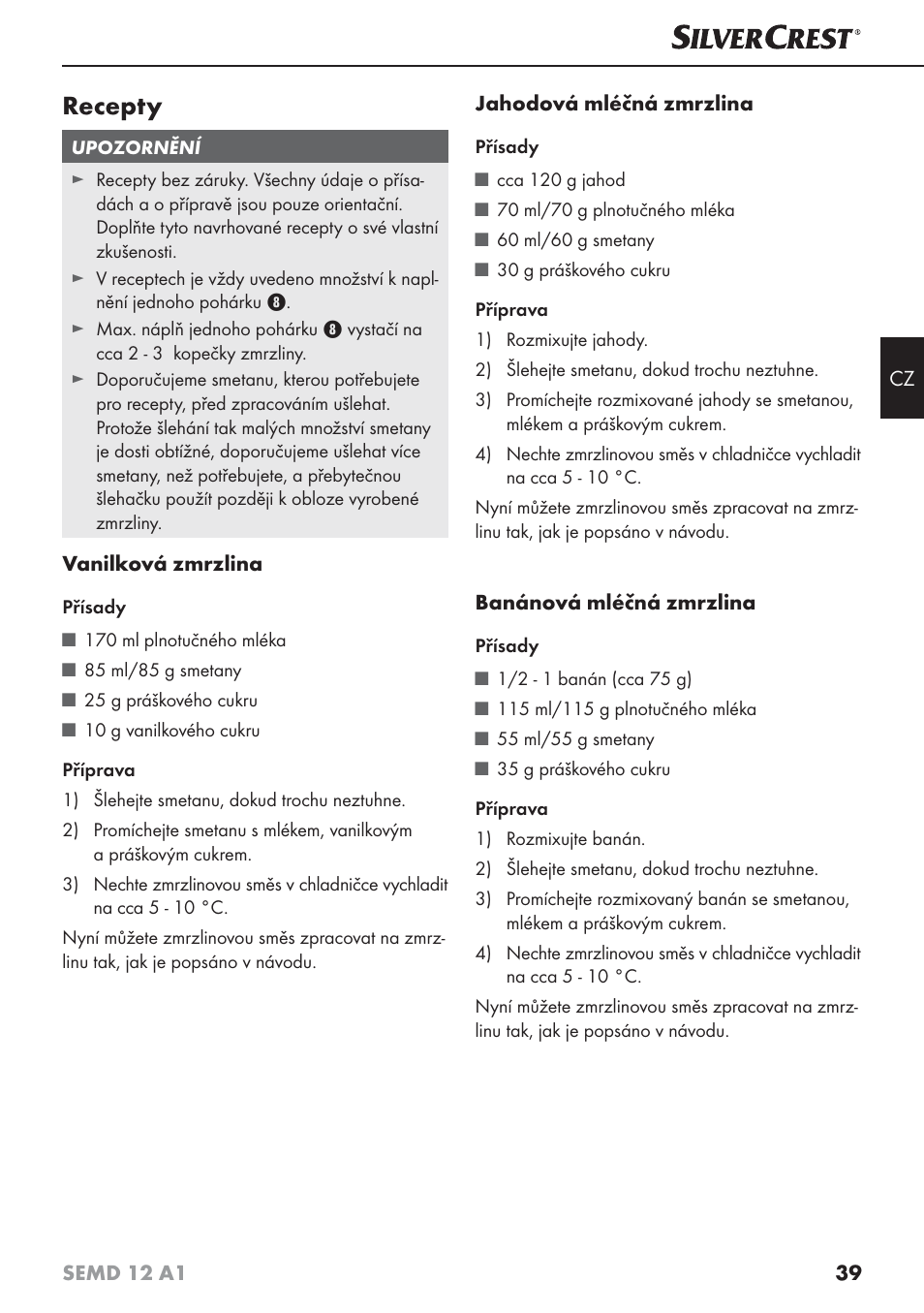 Recepty | Silvercrest SEMD 12 A1 User Manual | Page 42 / 64