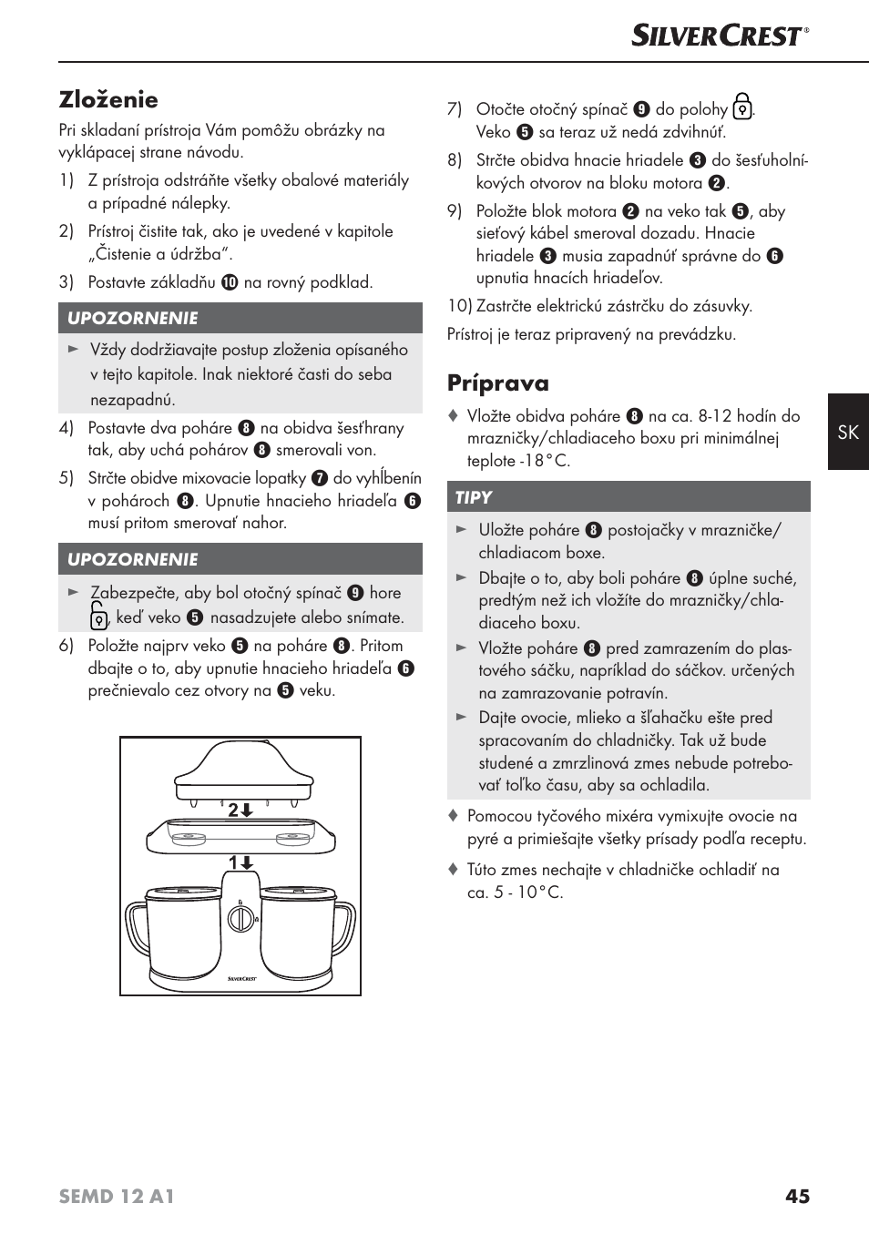 Zloženie, Príprava | Silvercrest SEMD 12 A1 User Manual | Page 48 / 64