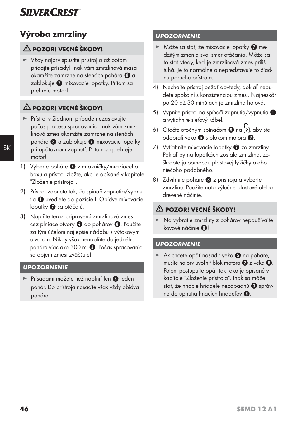 Výroba zmrzliny | Silvercrest SEMD 12 A1 User Manual | Page 49 / 64