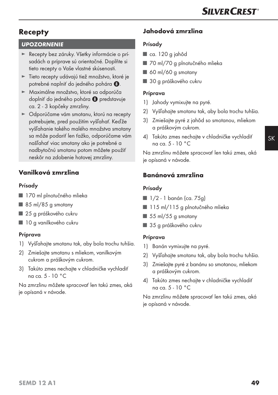 Recepty | Silvercrest SEMD 12 A1 User Manual | Page 52 / 64