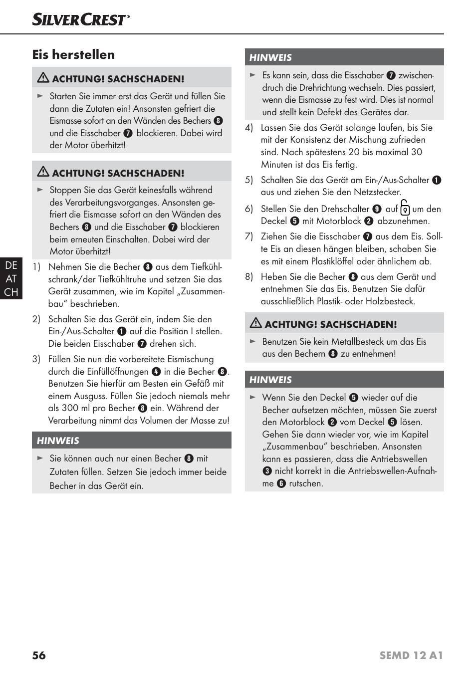 Eis herstellen | Silvercrest SEMD 12 A1 User Manual | Page 59 / 64