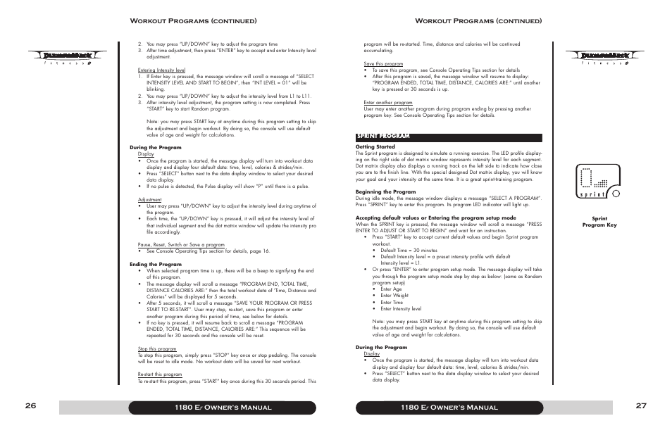 1180 e r owner’s manual, Workout programs (continued) | Diamondback 1180 Er User Manual | Page 14 / 22