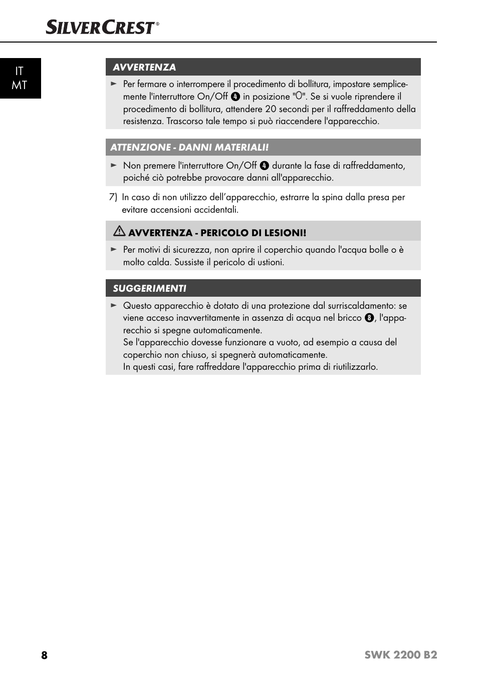 It mt | Silvercrest SWK 2200 B2 User Manual | Page 11 / 52