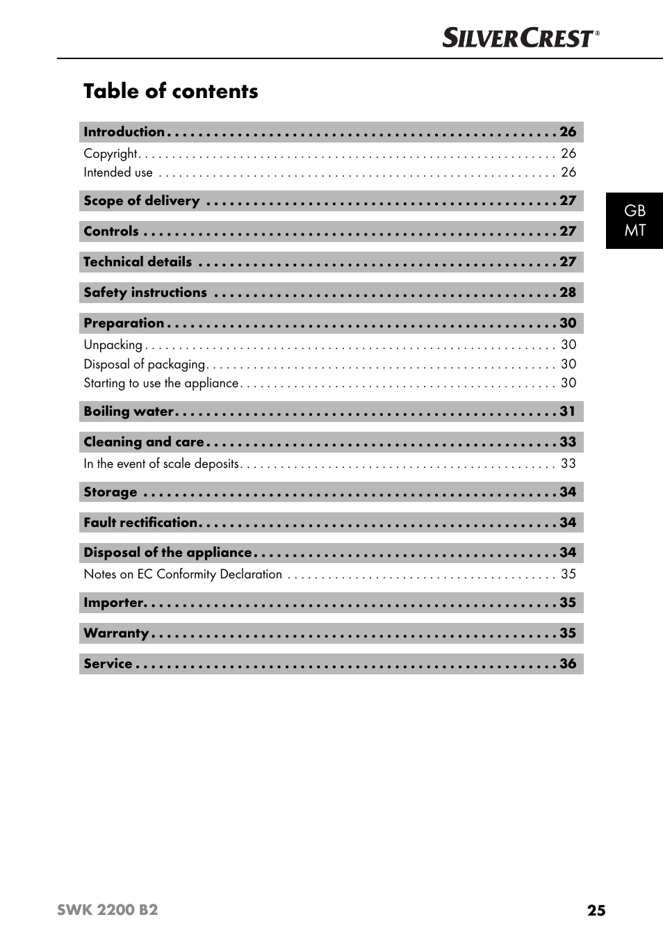 Silvercrest SWK 2200 B2 User Manual | Page 28 / 52