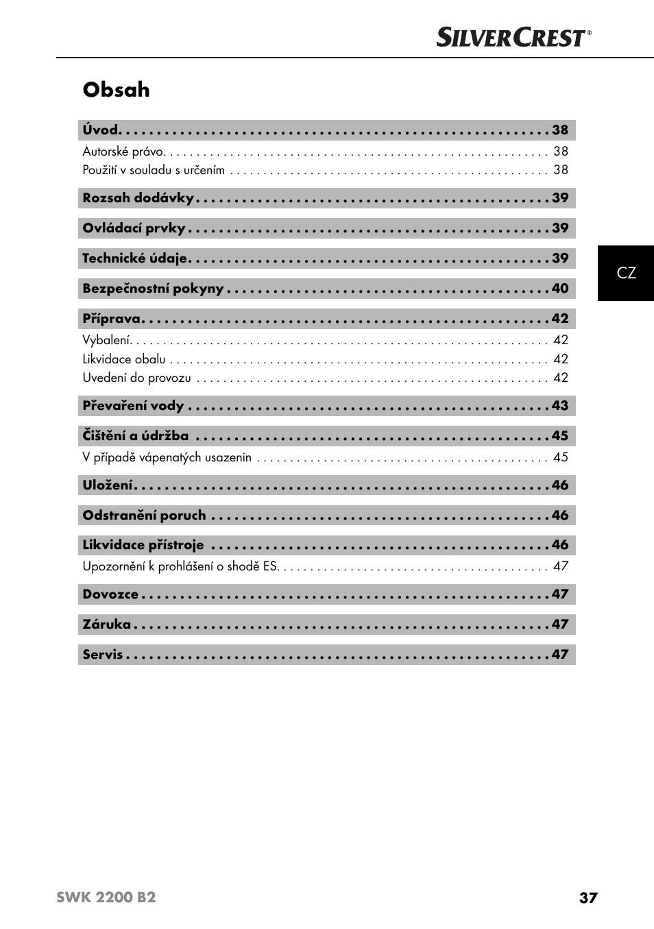 Silvercrest SWK 2200 B2 User Manual | Page 40 / 76
