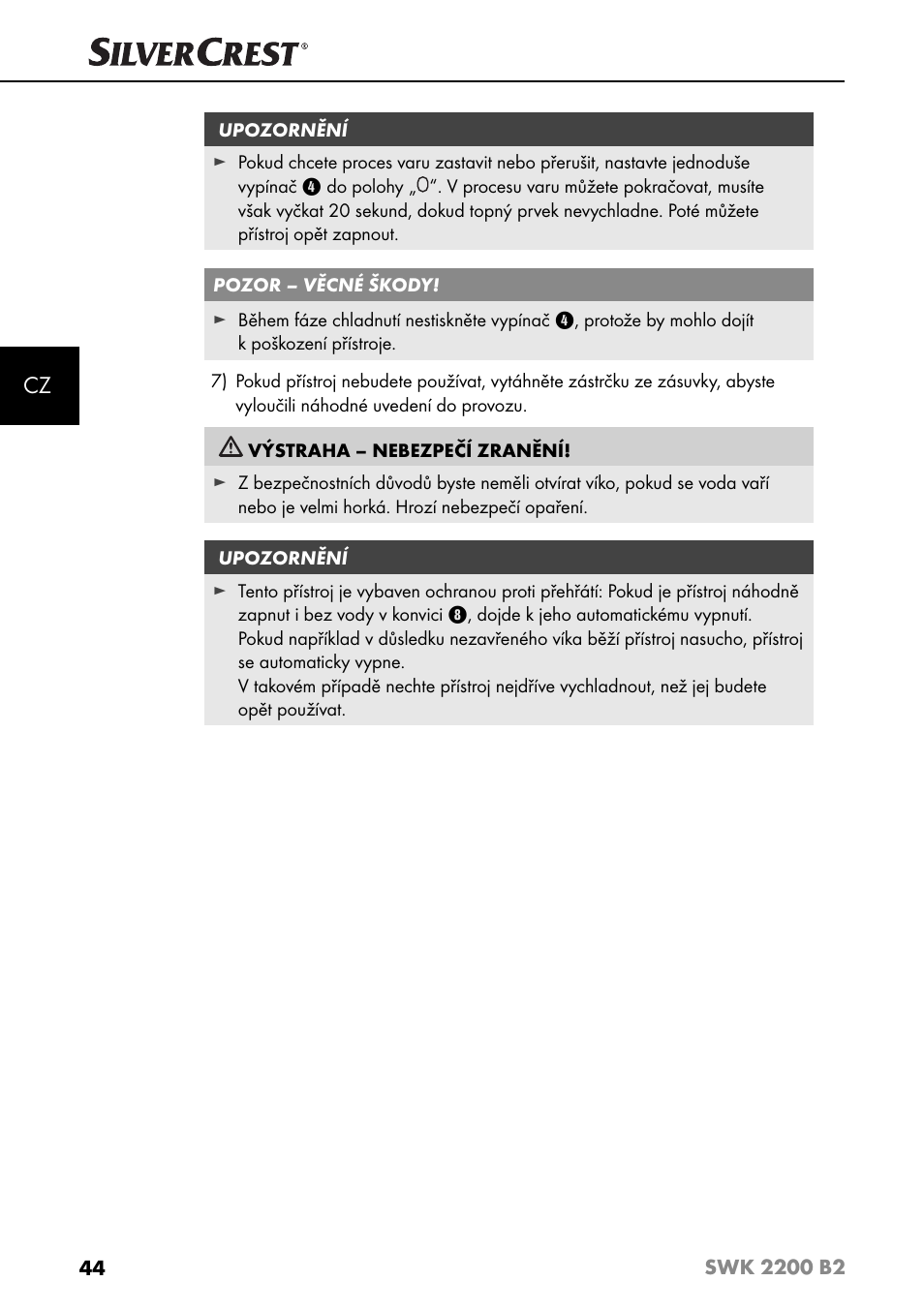 Silvercrest SWK 2200 B2 User Manual | Page 47 / 76