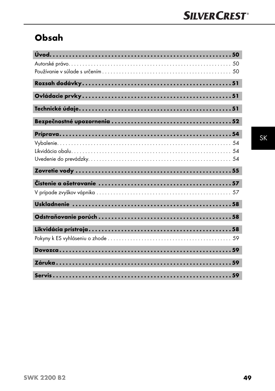 Silvercrest SWK 2200 B2 User Manual | Page 52 / 76