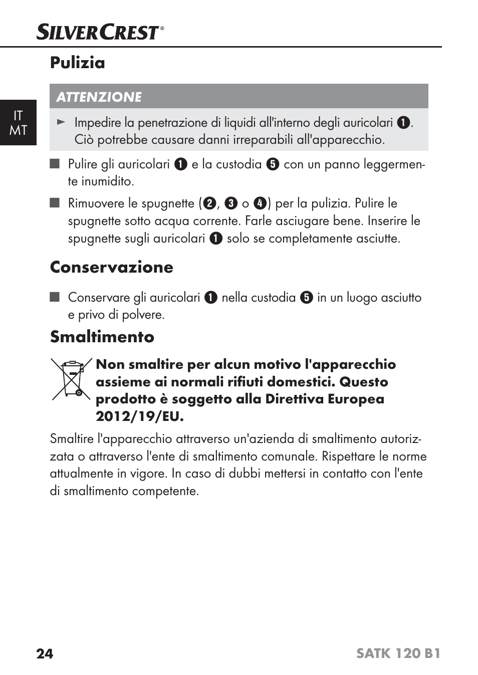 Pulizia, Conservazione, Smaltimento | Silvercrest SATK 120 B1 User Manual | Page 27 / 74