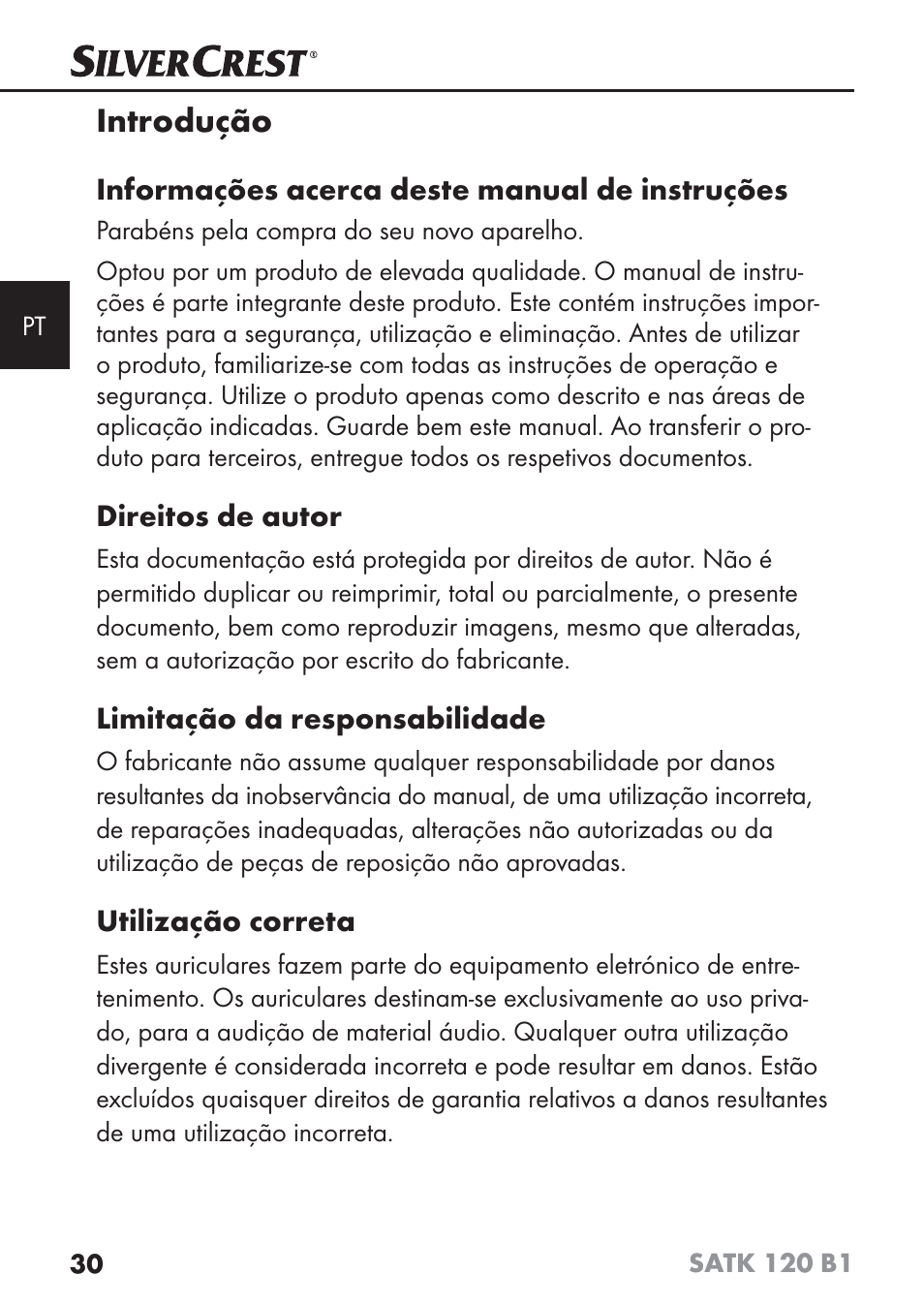 Introdução | Silvercrest SATK 120 B1 User Manual | Page 33 / 74