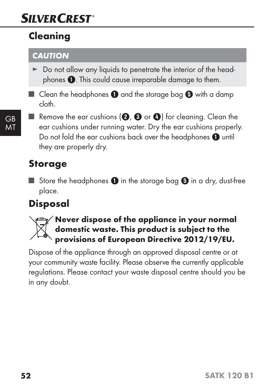 Cleaning, Storage, Disposal | Silvercrest SATK 120 B1 User Manual | Page 55 / 74