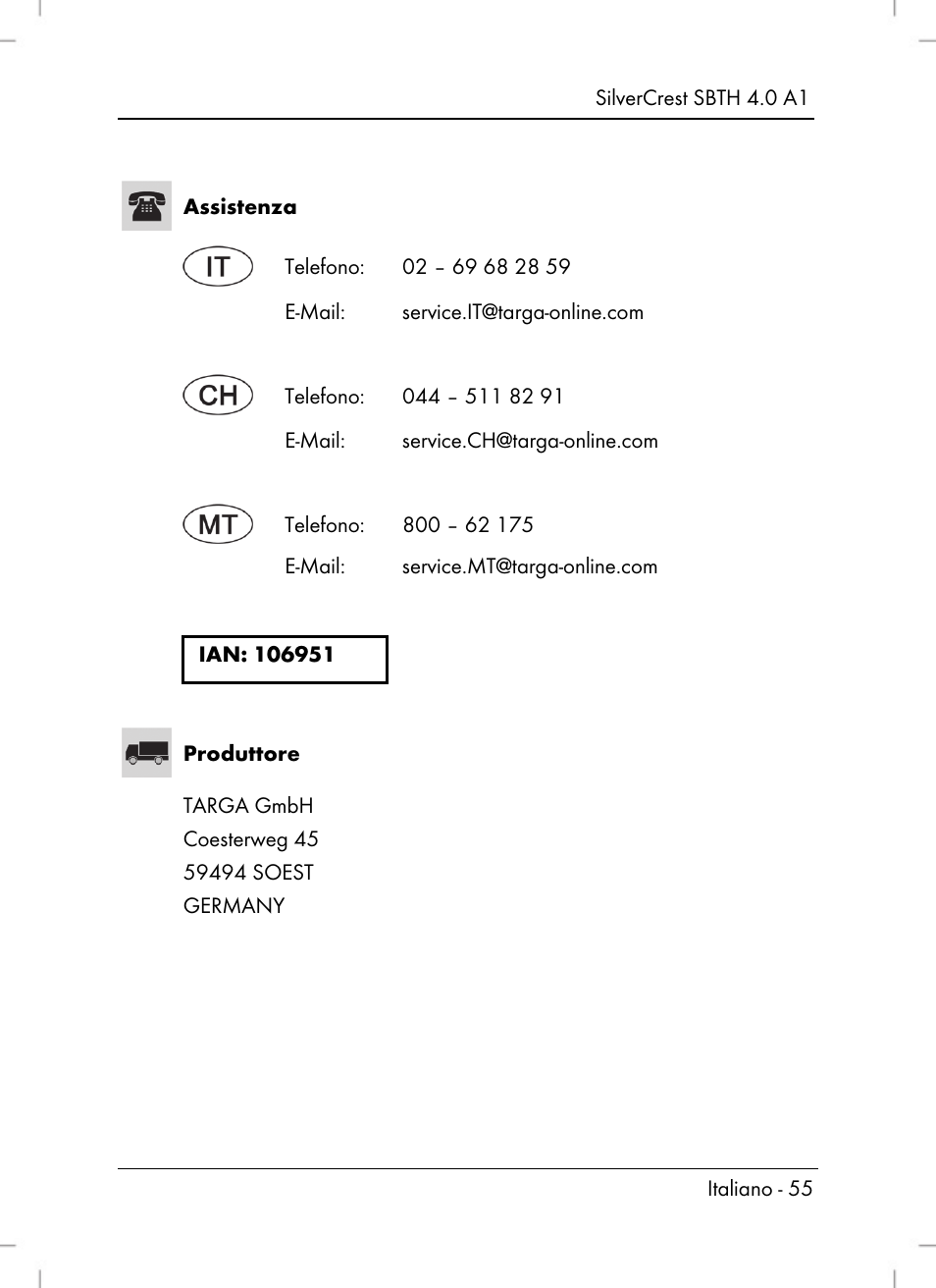 Silvercrest SBTH 4.0 A1 User Manual | Page 57 / 76
