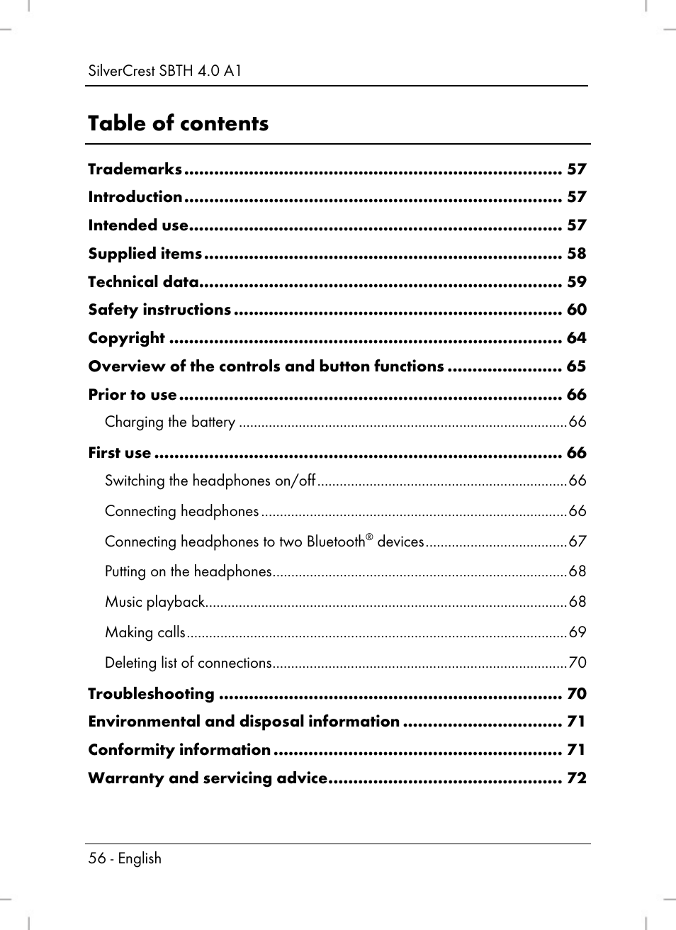 Silvercrest SBTH 4.0 A1 User Manual | Page 58 / 76