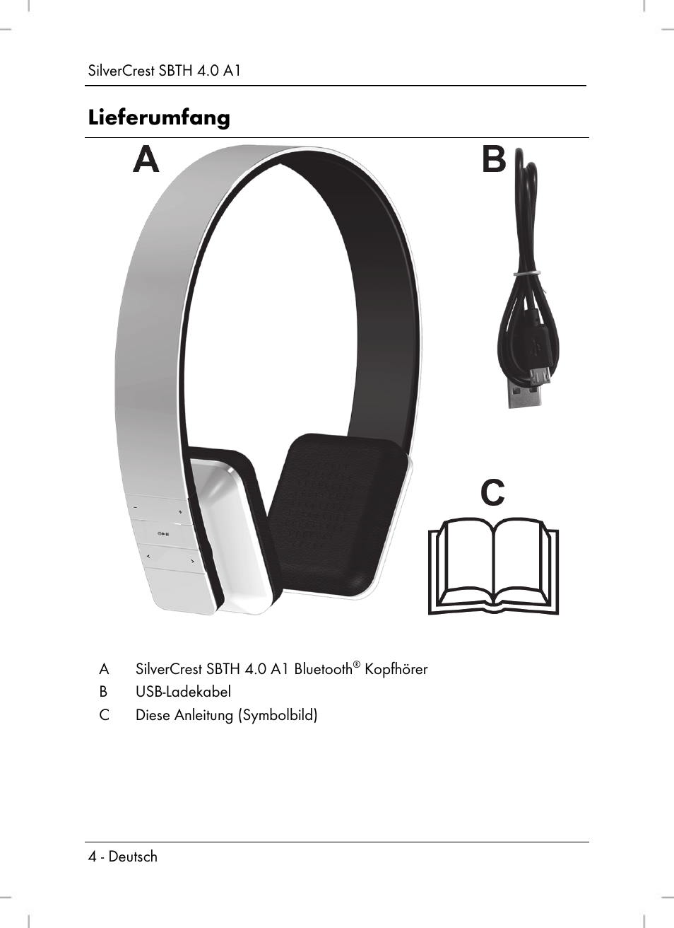 Lieferumfang | Silvercrest SBTH 4.0 A1 User Manual | Page 6 / 76