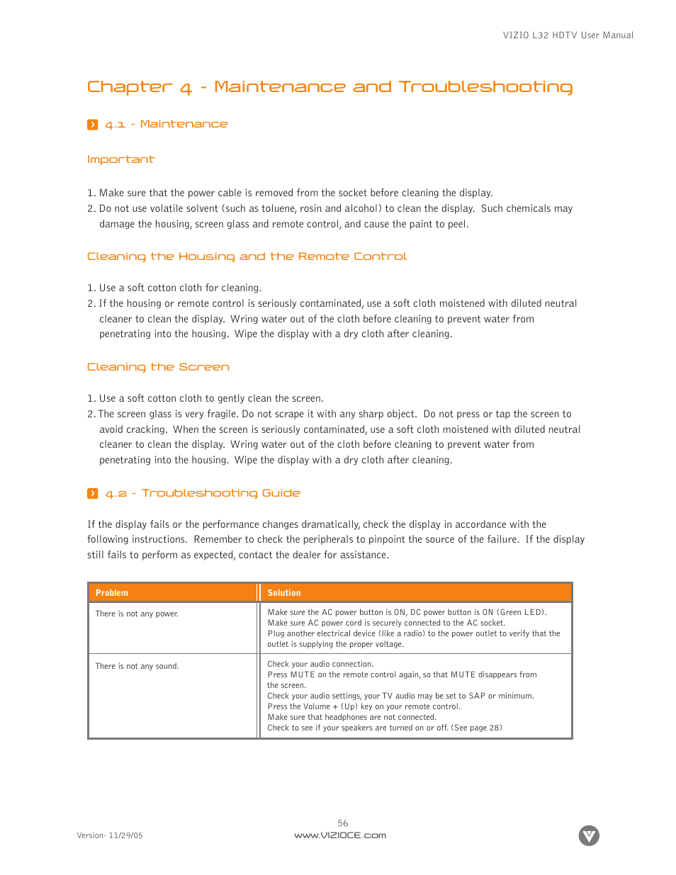 Chapter 4 - maintenance and troubleshooting | Digital Media Wire L32 User Manual | Page 56 / 81