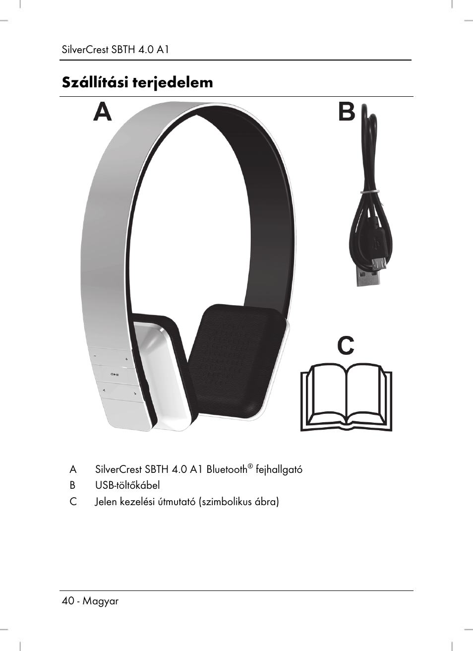 Szállítási terjedelem | Silvercrest SBTH 4.0 A1 User Manual | Page 42 / 130