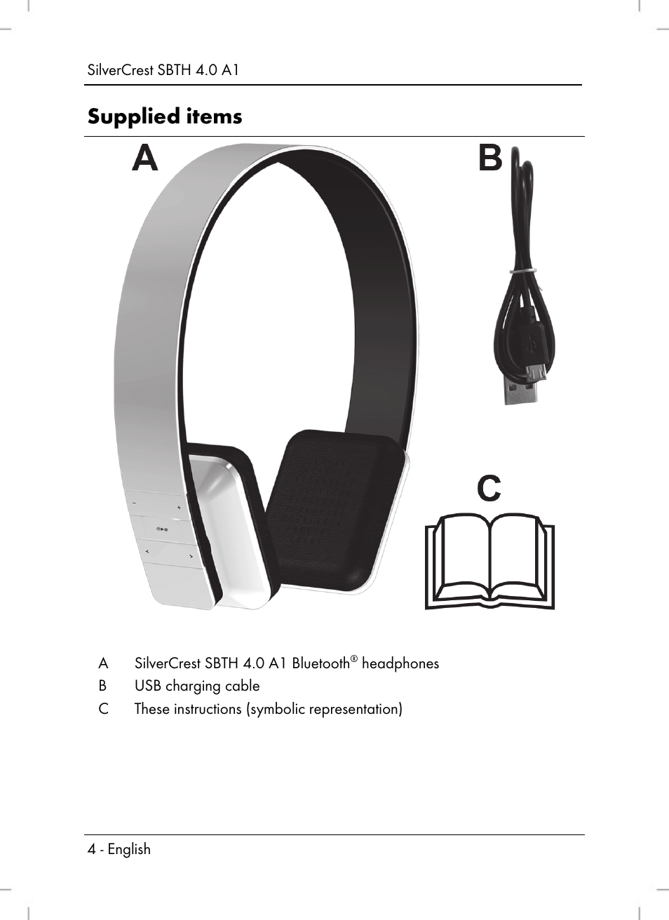 Supplied items | Silvercrest SBTH 4.0 A1 User Manual | Page 6 / 130