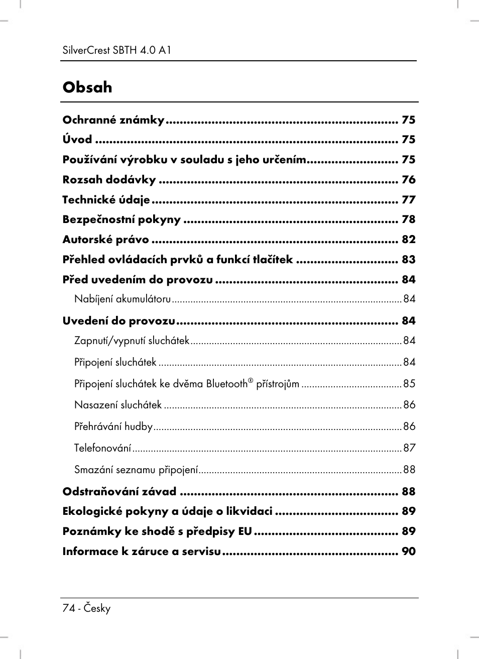 Silvercrest SBTH 4.0 A1 User Manual | Page 76 / 130