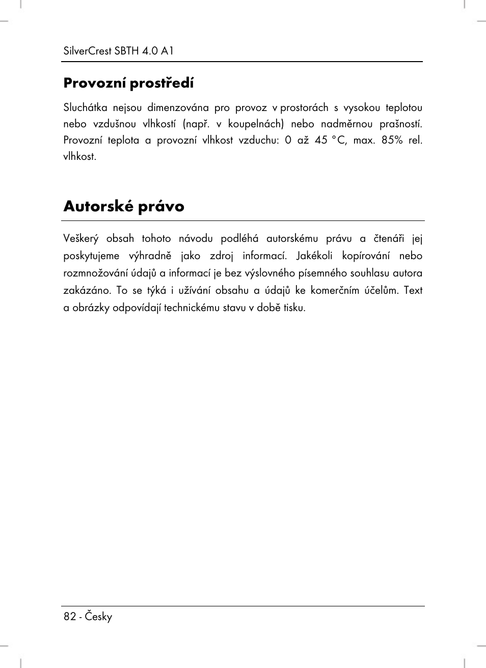 Autorské právo, Provozní prostředí | Silvercrest SBTH 4.0 A1 User Manual | Page 84 / 130