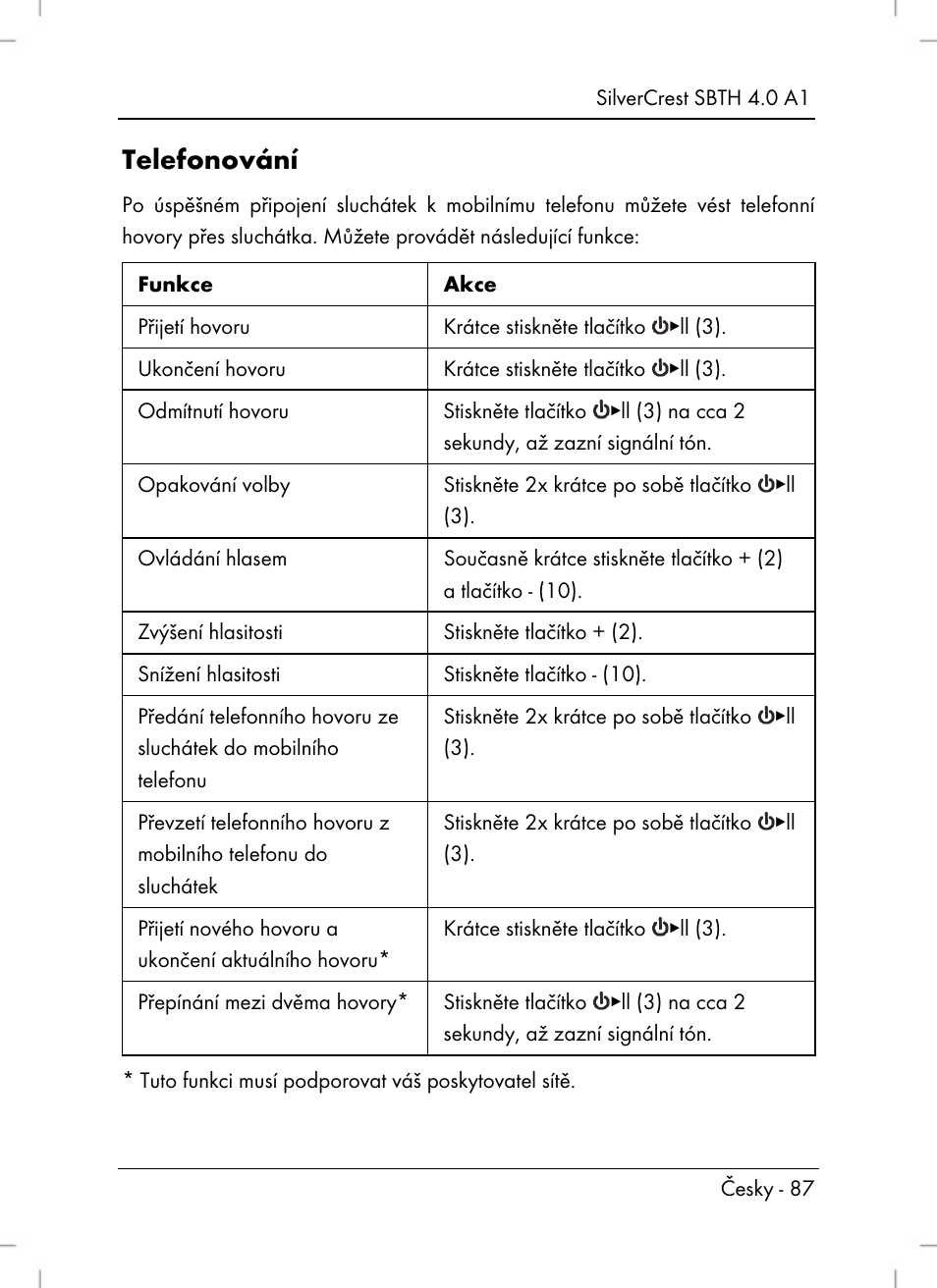 Telefonování | Silvercrest SBTH 4.0 A1 User Manual | Page 89 / 130