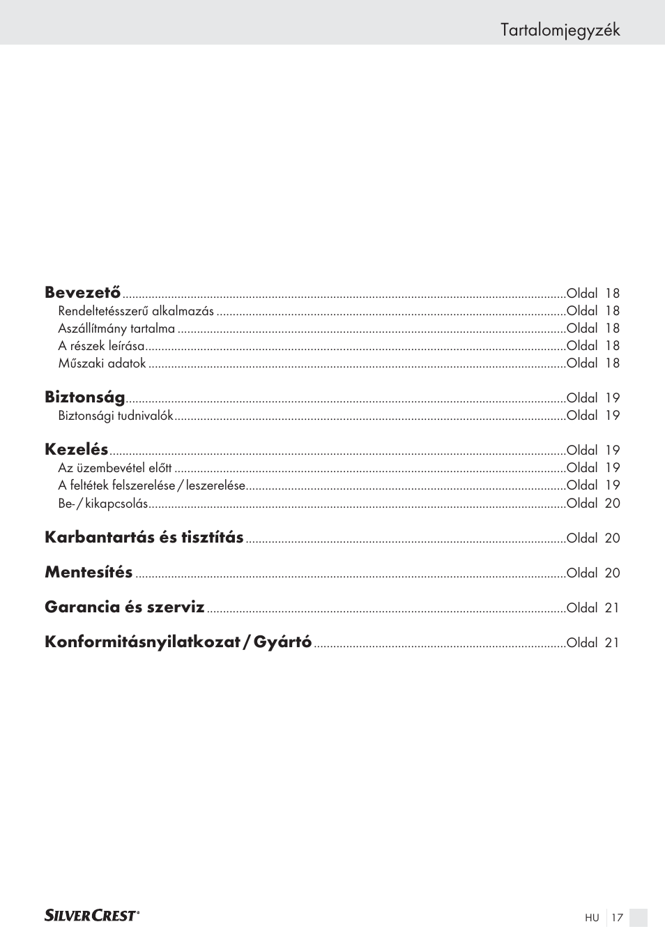 Tartalomjegyzék | Silvercrest SHS 12.0 A2 User Manual | Page 16 / 45