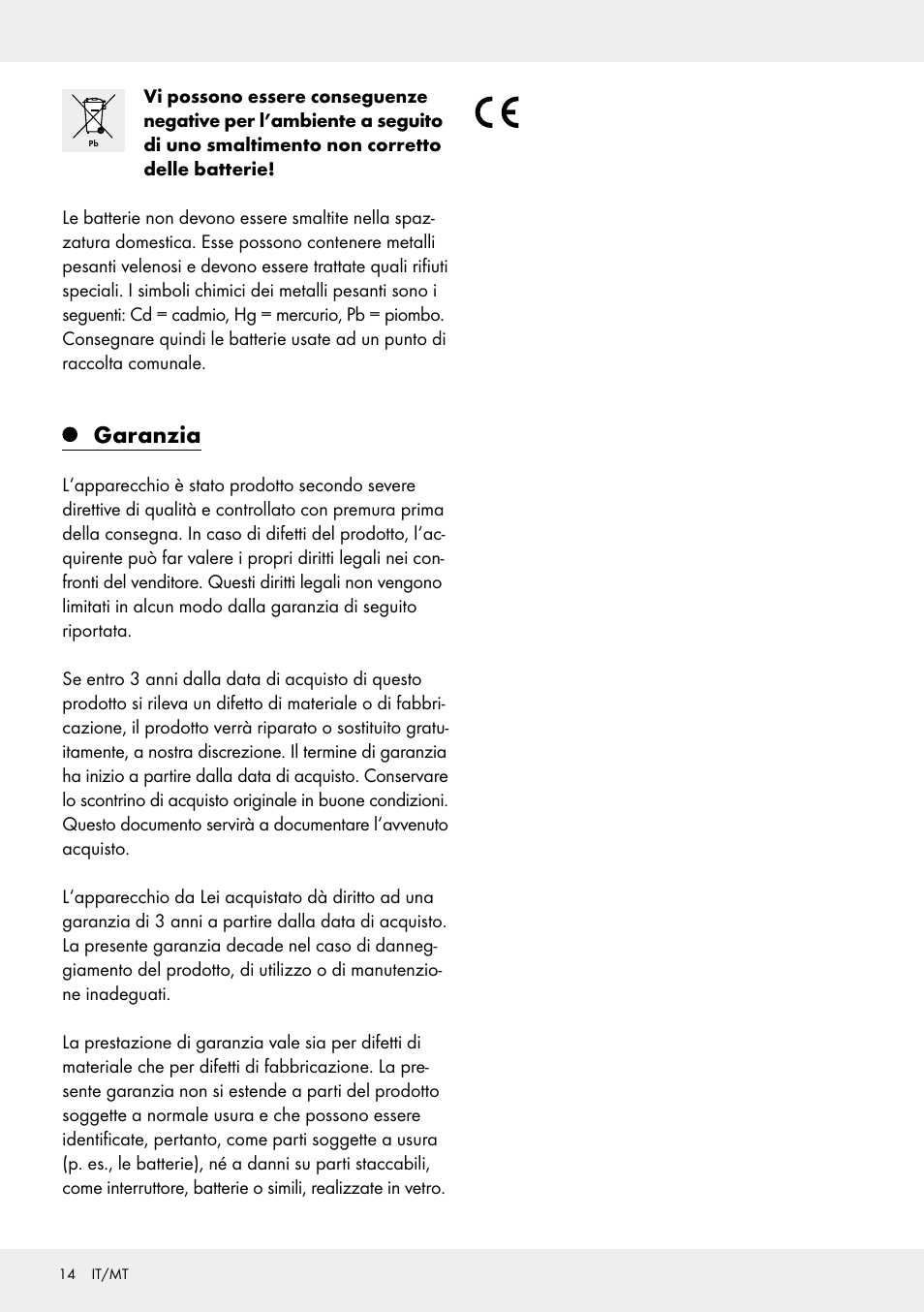 Garanzia | Silvercrest 109650-14-01/109650-14-02 User Manual | Page 14 / 30