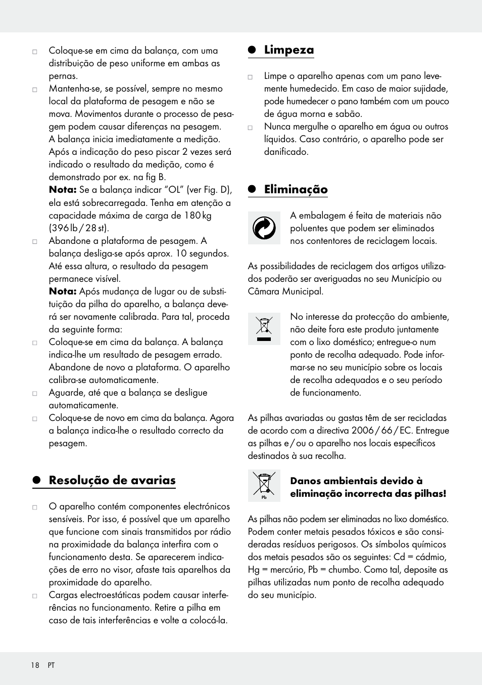 Resolução de avarias, Limpeza, Eliminação | Silvercrest 109650-14-01/109650-14-02 User Manual | Page 18 / 30