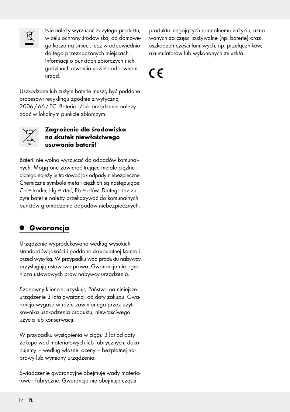 Gwarancja | Silvercrest 109650-14-01/109650-14-02 User Manual | Page 14 / 38