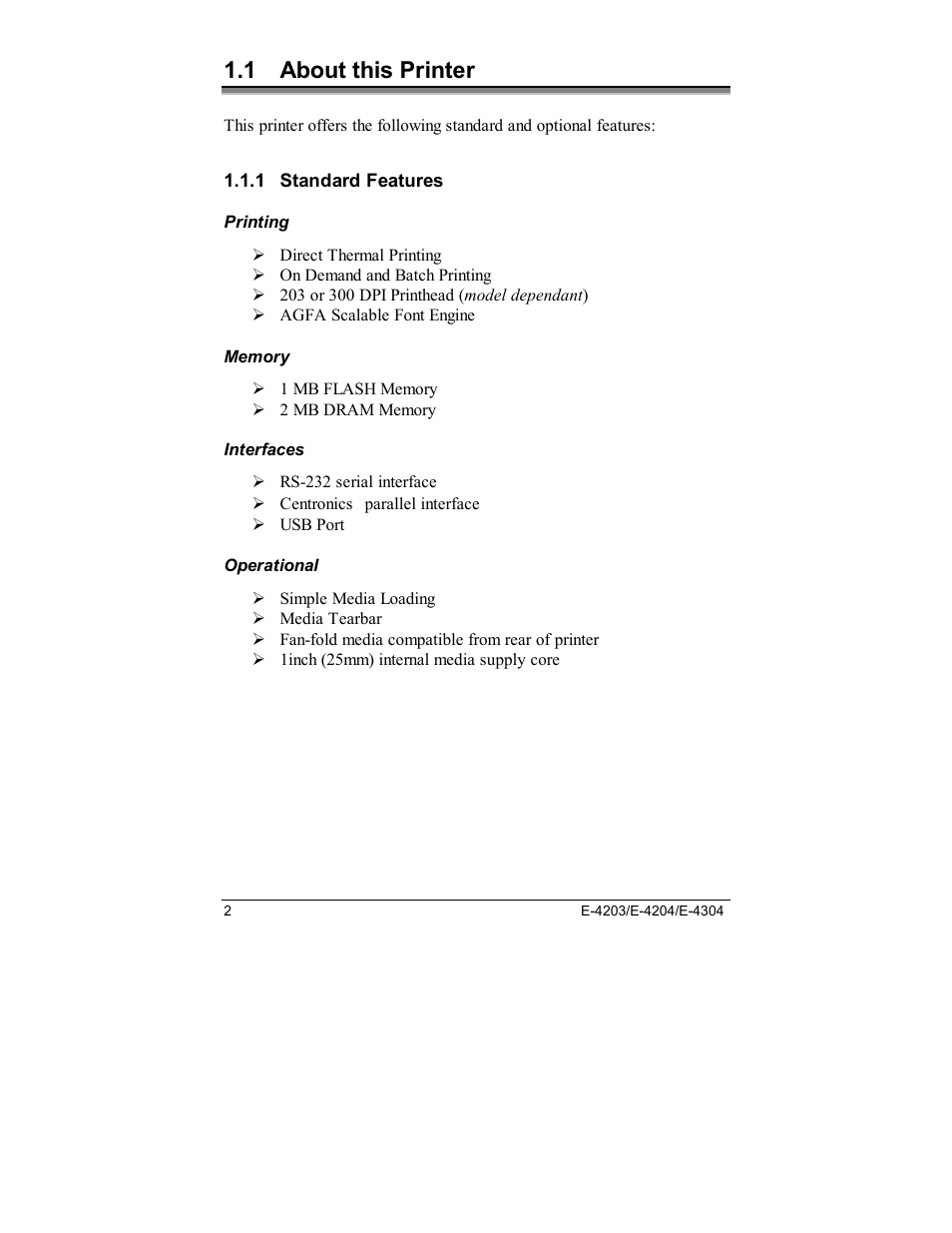 1 about this printer | Datamax E-4203 User Manual | Page 12 / 92