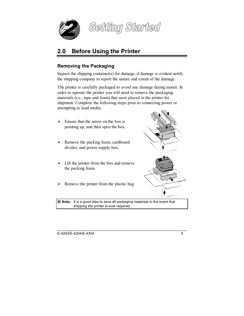 0 before using the printer | Datamax E-4203 User Manual | Page 15 / 92