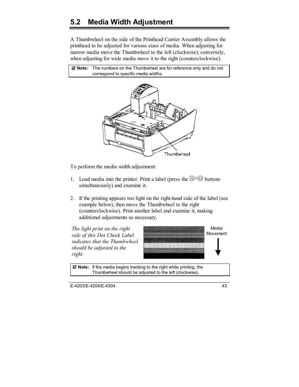 2 media width adjustment | Datamax E-4203 User Manual | Page 53 / 92