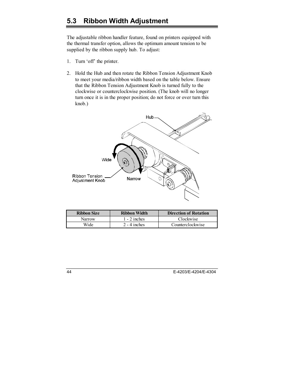 3 ribbon width adjustment | Datamax E-4203 User Manual | Page 54 / 92