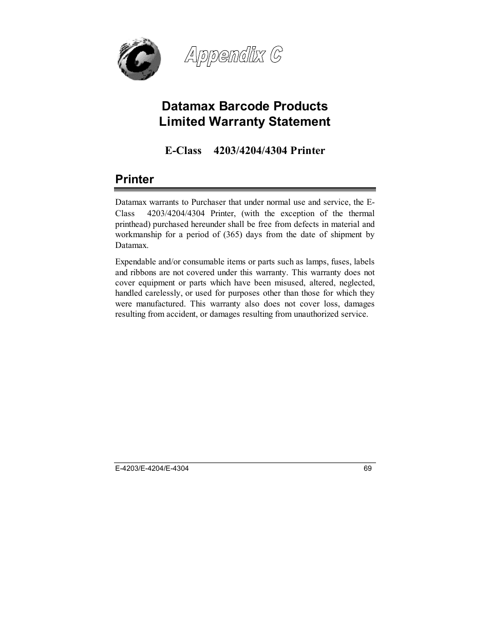 Printer | Datamax E-4203 User Manual | Page 79 / 92