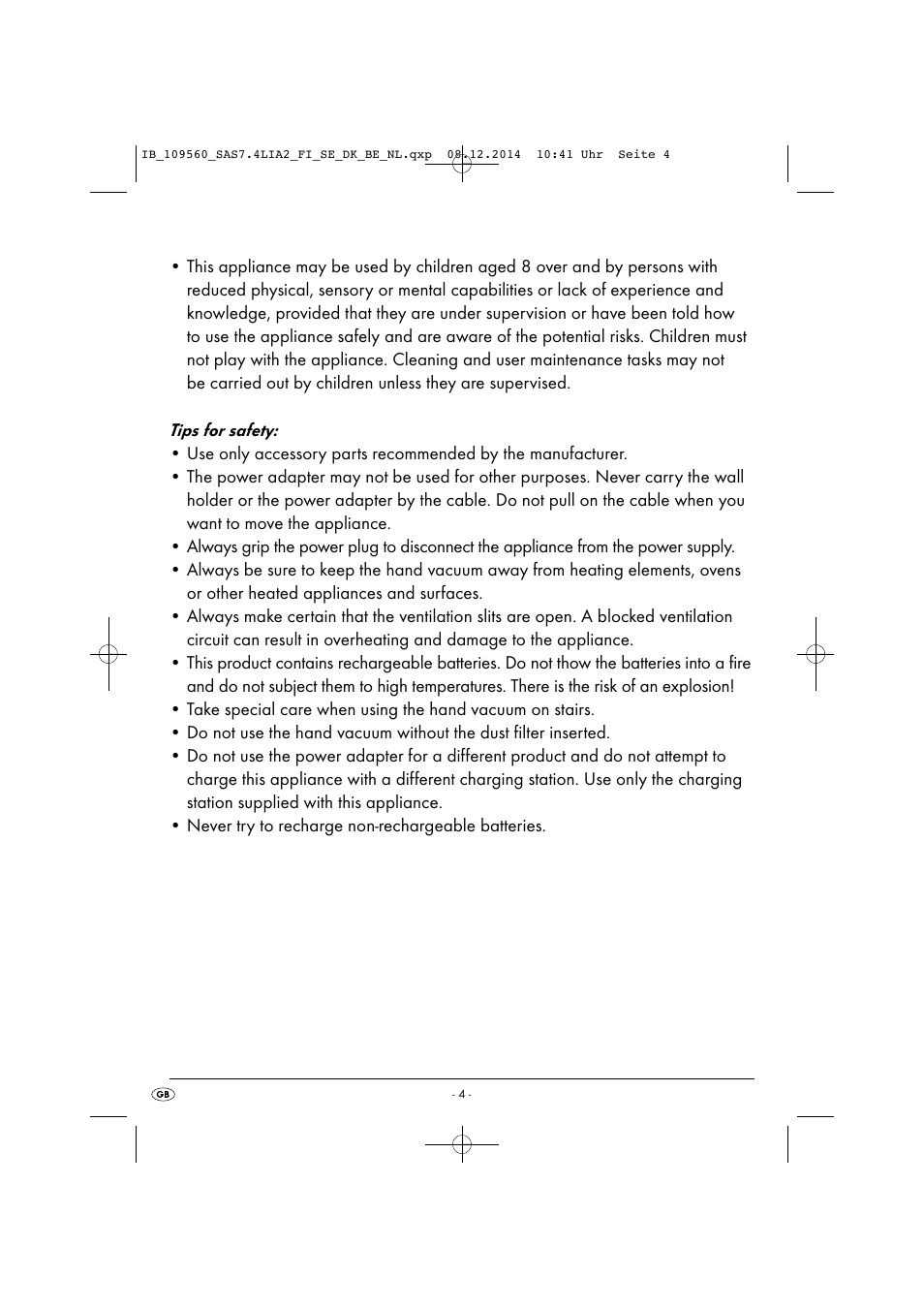 Silvercrest SAS 7.4 LI A2 User Manual | Page 7 / 67