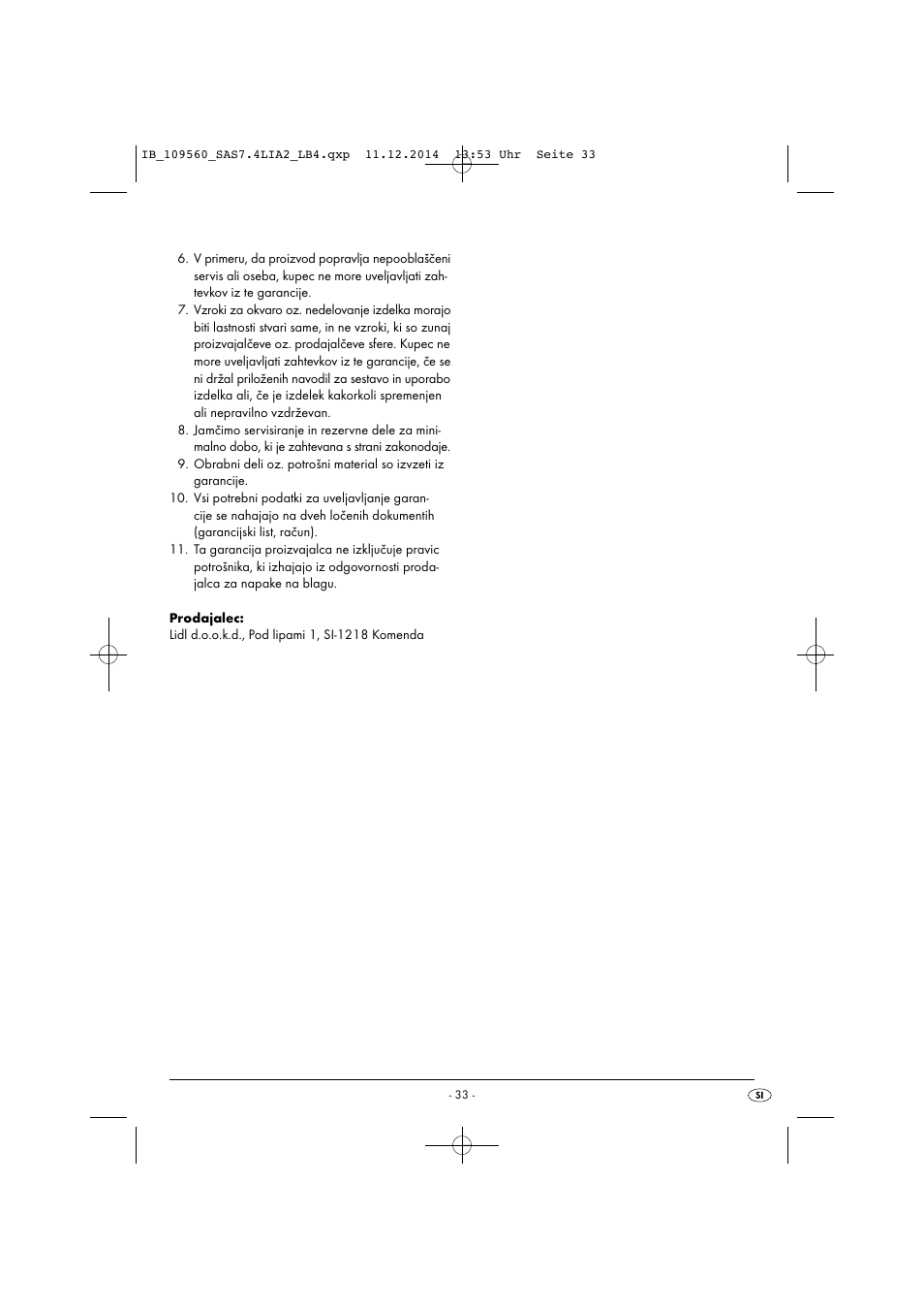 Silvercrest SAS 7.4 LI A2 User Manual | Page 36 / 63