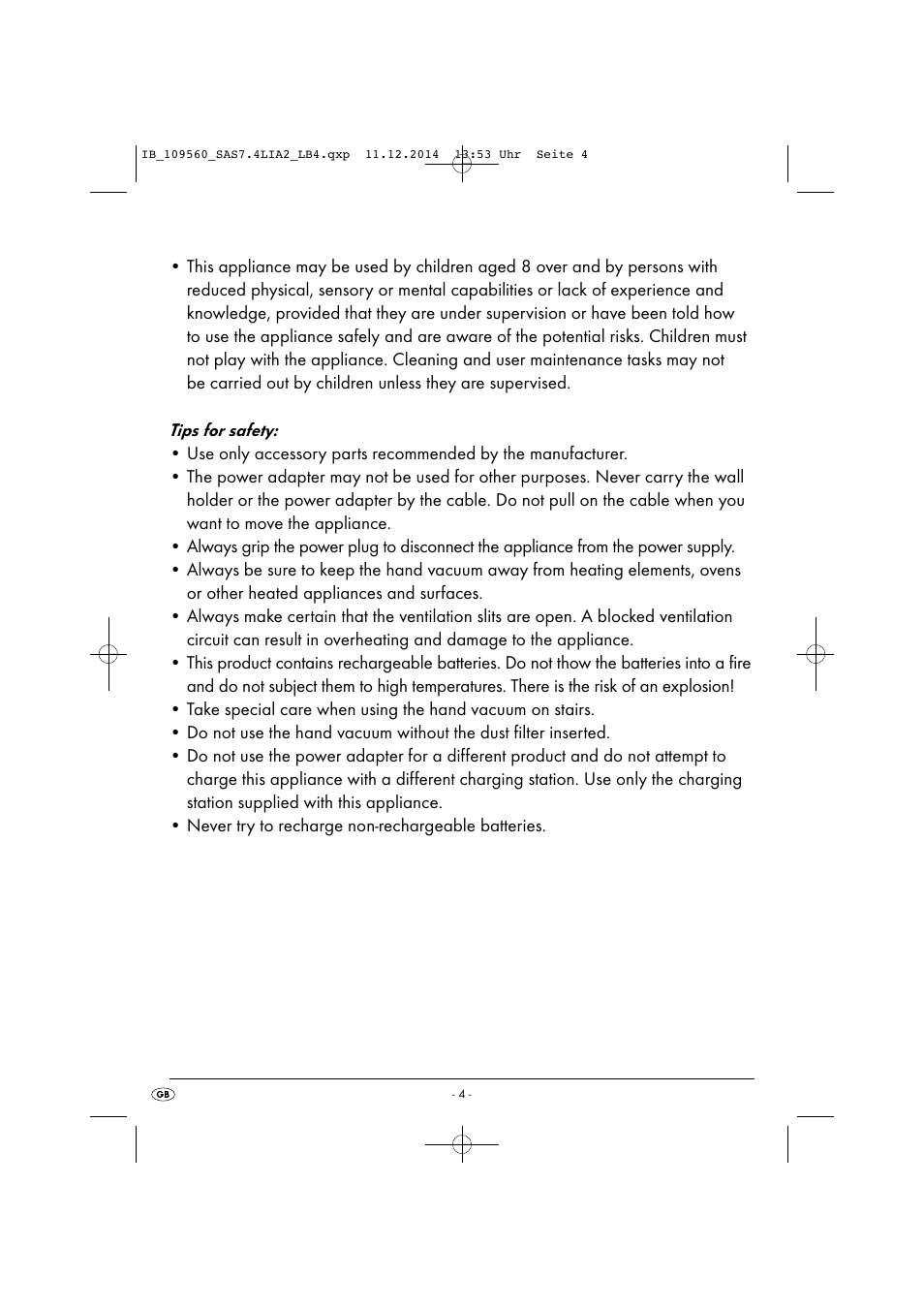 Silvercrest SAS 7.4 LI A2 User Manual | Page 7 / 63