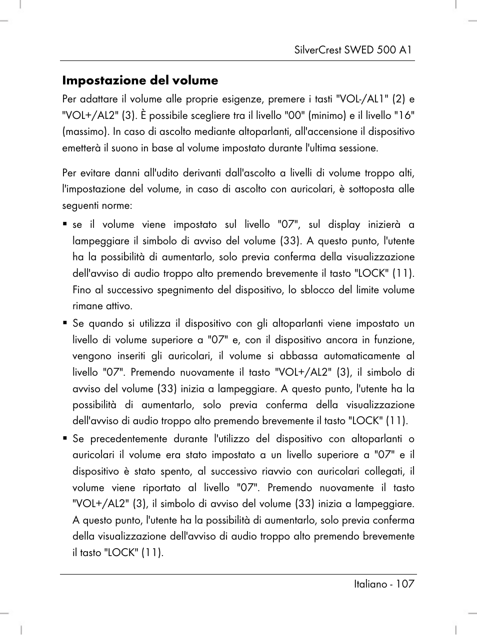 Impostazione del volume | Silvercrest SWED 500 A1 User Manual | Page 109 / 160