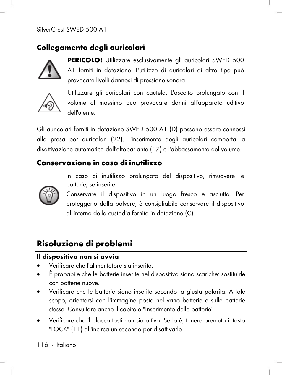 Risoluzione di problemi | Silvercrest SWED 500 A1 User Manual | Page 118 / 160