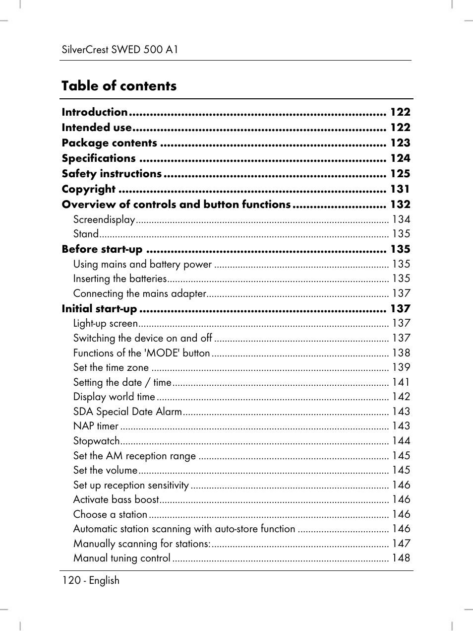 Silvercrest SWED 500 A1 User Manual | Page 122 / 160