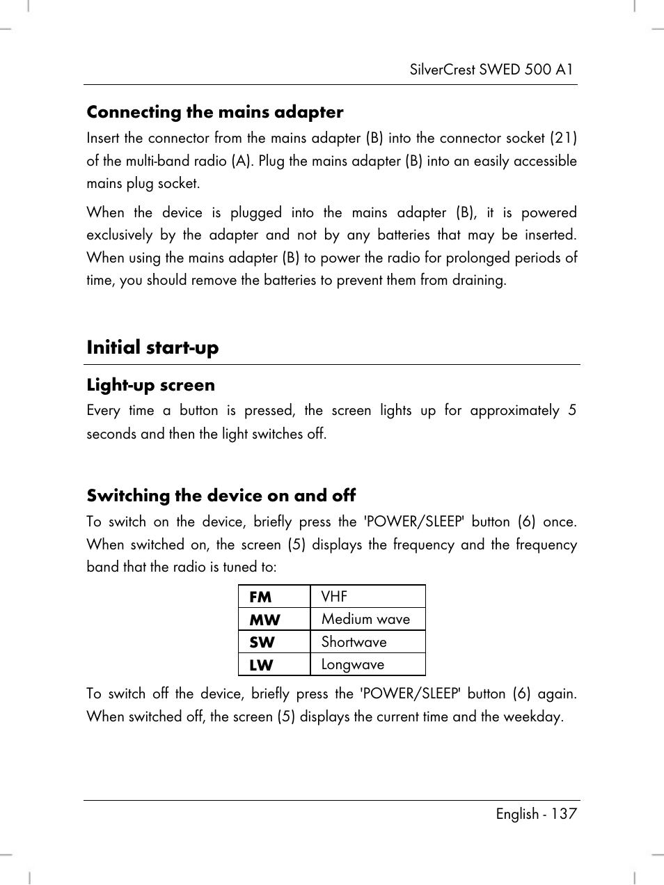 Initial start-up | Silvercrest SWED 500 A1 User Manual | Page 139 / 160