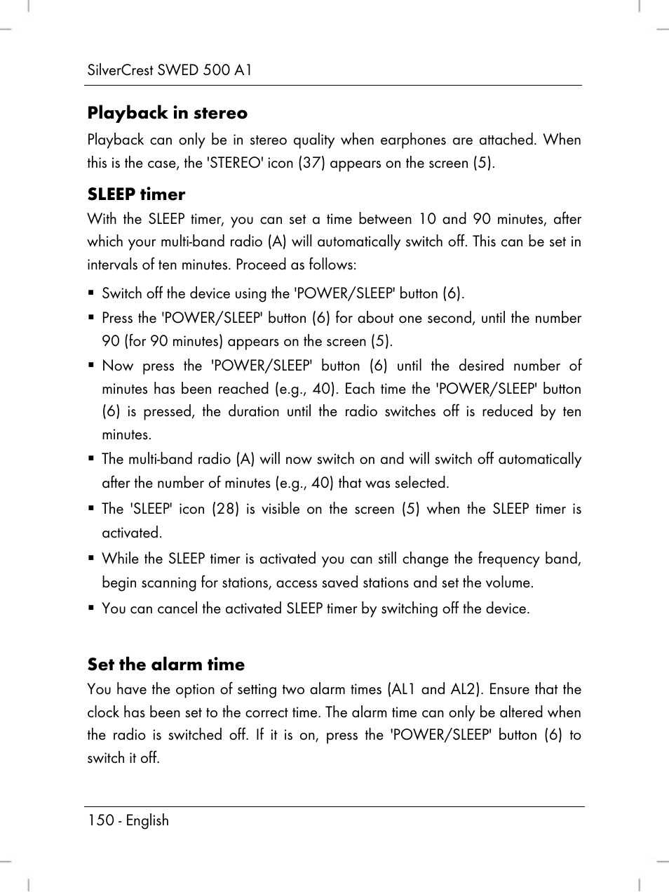 Silvercrest SWED 500 A1 User Manual | Page 152 / 160