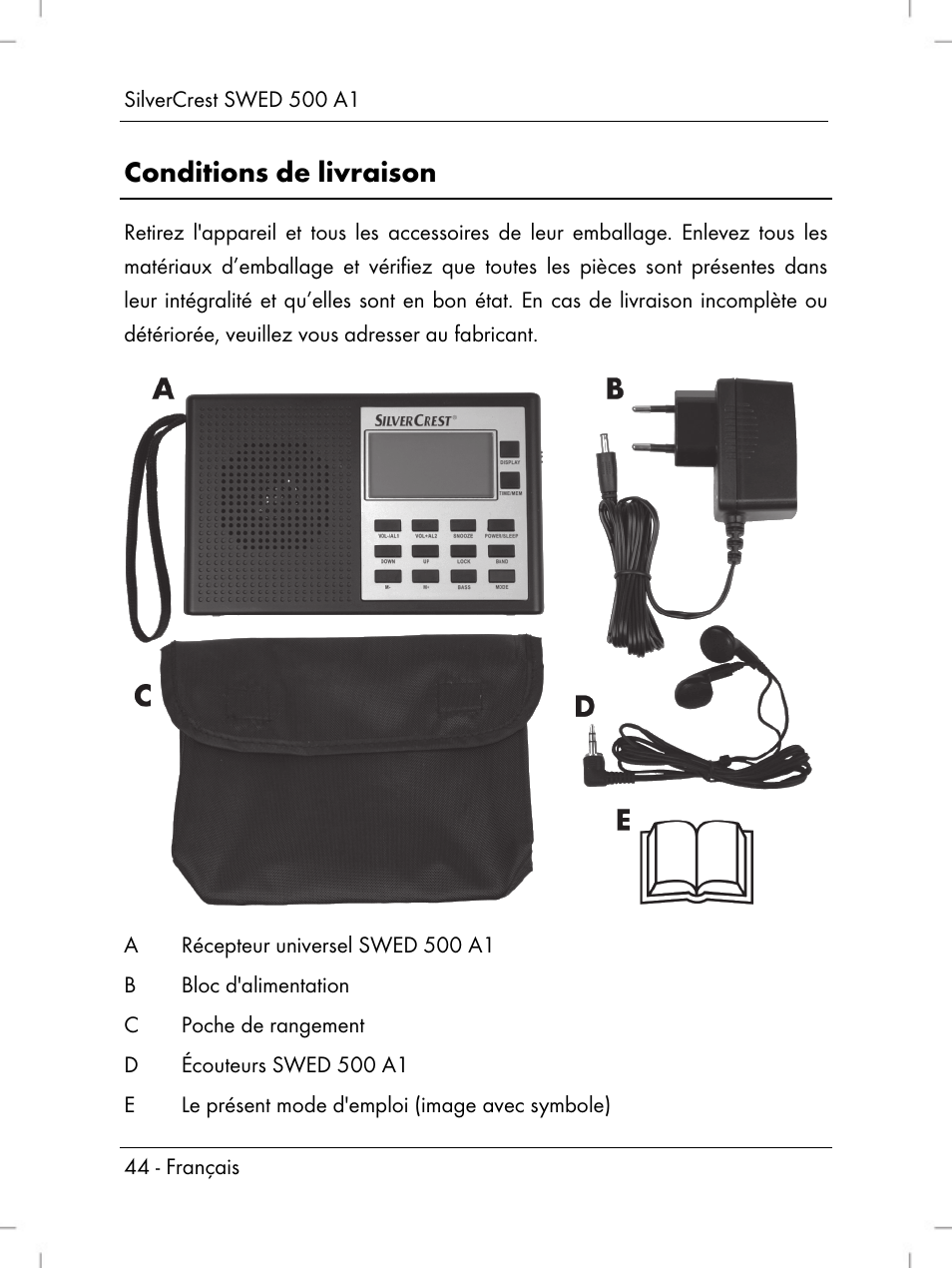 Conditions de livraison | Silvercrest SWED 500 A1 User Manual | Page 46 / 160