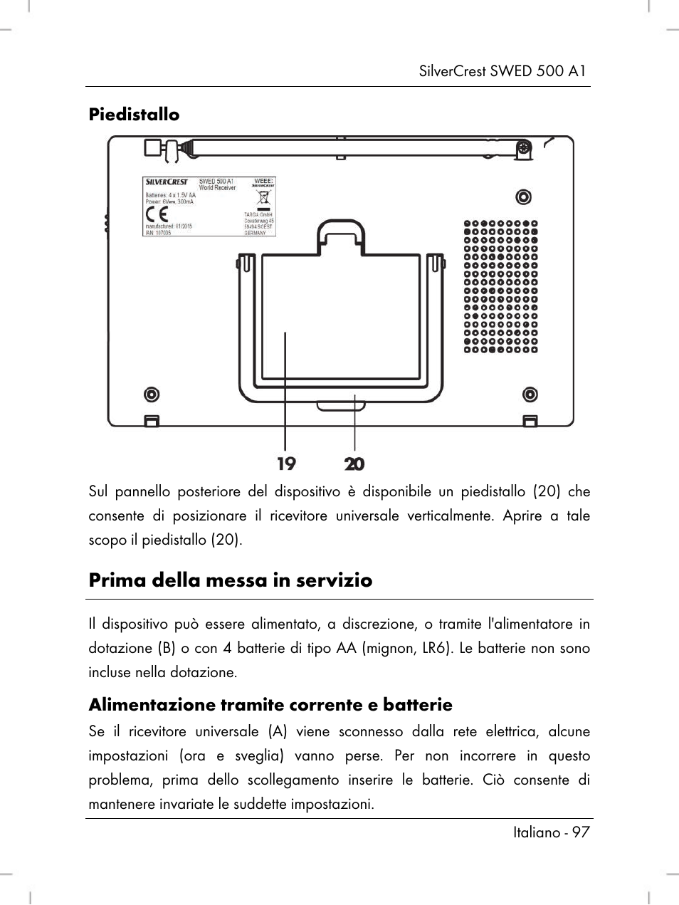 Prima della messa in servizio | Silvercrest SWED 500 A1 User Manual | Page 99 / 160