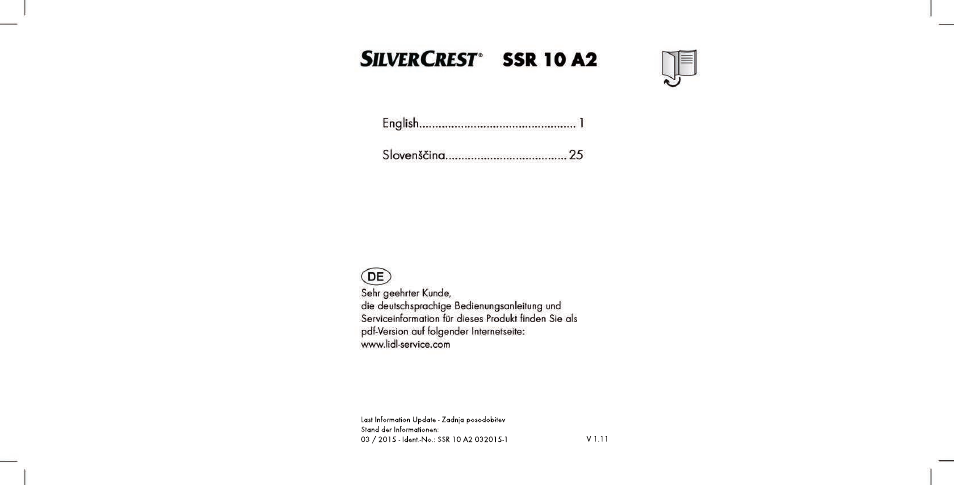 Silvercrest SSR 10 A2 User Manual | 52 pages