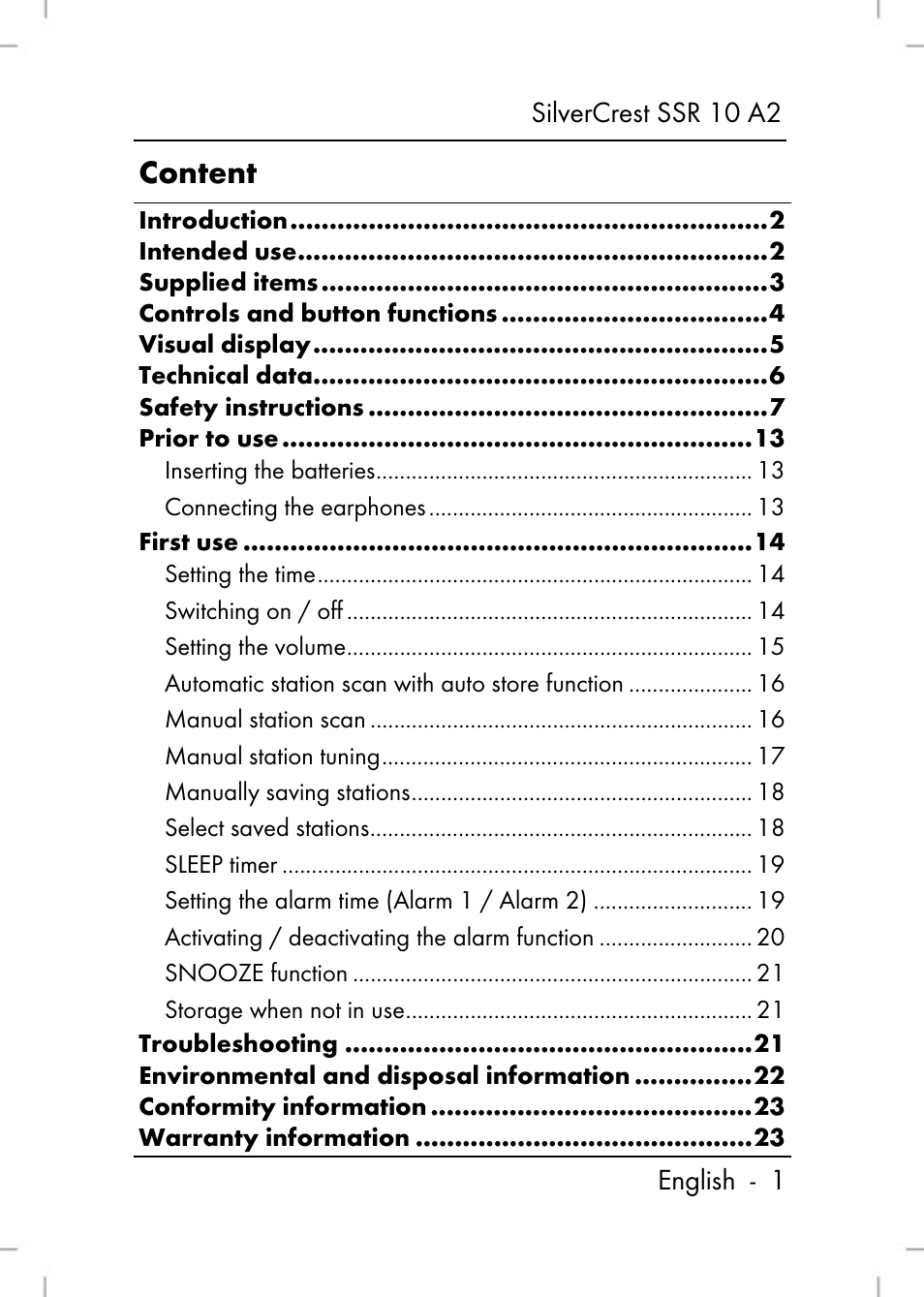 Silvercrest SSR 10 A2 User Manual | Page 3 / 52